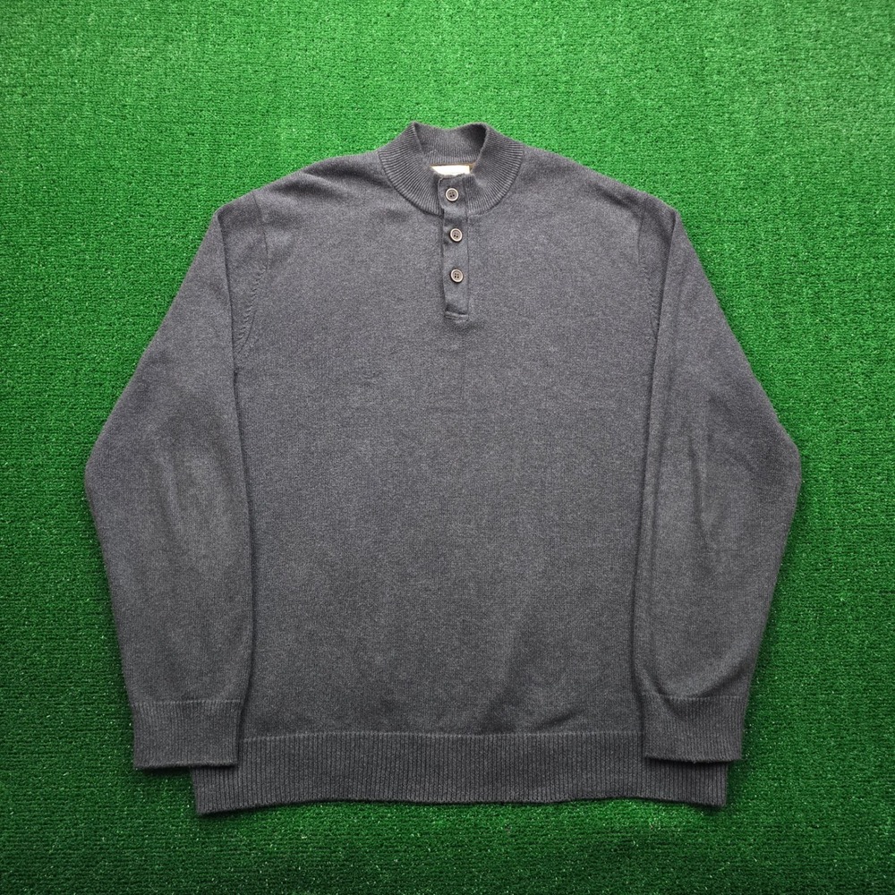 Refectory Sweater Mens XL Gray Button Quarter Zip Pullover British Inspired
